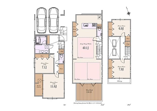 【建物参考プラン】土地面積：11,590万円　建物参考プラン価格：5,000万円(税込) 総額：16,590万円(税込) 土地面積：約125m2 建物面積：約199m2(車庫面積約19m2・屋外部分約8m2含む)