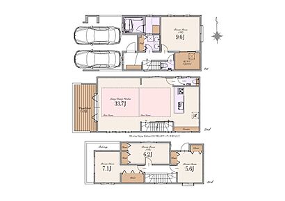 建物面積：178.04m2(車庫面積22.48m2・外部面積8.01m2含む) 