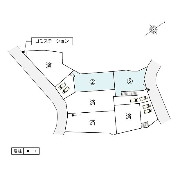 区画表。残り2区画です。
50坪以上あるため、間取りのプランニング自由度も高いです。