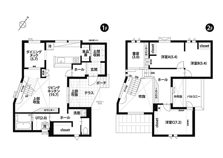 【間取図】
最大のポイントは【すべり台】があるところです。お子様が楽しく遊ぶのはもちろん、奥様や旦那様も遊びながら子育てを楽しんでみては？
2階には主寝室からしか行けない特別なバルコニーがあります。