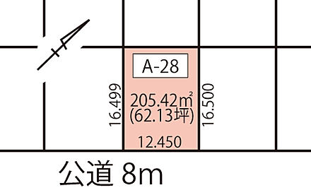 南東側道路に面した陽当りの良い区画です。 