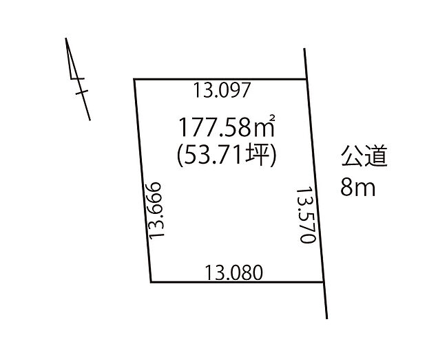 約53坪の広々とした土地面積が魅力の売地。敷地を有効に使った住宅の設計プランが立てやすい間口の広い区画です。