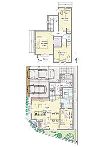 3LDK+ウォークインクロゼット+パントリー

■敷地面積：110.03m2(33.28坪)
■建物面積： 96.46m2(29.25坪)
■１階面積：  51.75m2(15.75坪)
■２階面積：  44.71m2(13.50坪) 