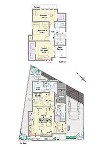 3LDK+2ウォークインクロゼット+パントリー

■敷地面積：100.08m2(30.27坪)
■建物面積：94.80m2(27.50坪)
■１階面積：48.02m2(14.50坪)
■２階面積：46.78m2(13.00坪) 