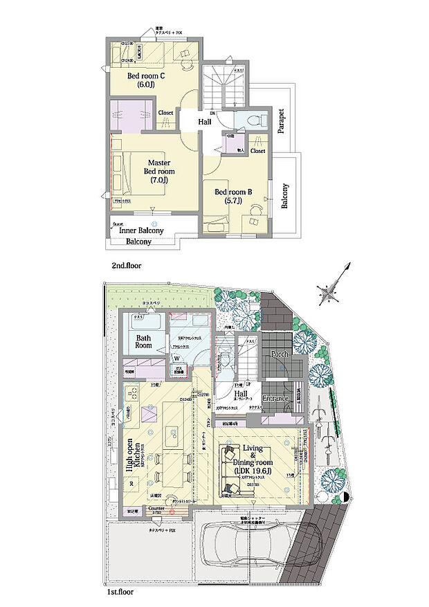 【3LDK】3LDK+ウォークインクロゼット+パントリー+シューズクローク
■敷地面積:105.10m2(31.79坪)
■建物面積:97.19m2(28.21坪)
■1階面積:52.06m2(15.59坪)
■2階面積:45.13m2(12.62坪)
