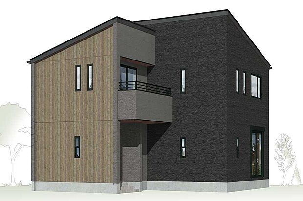 【完成予想図(外観)】3号棟（4LDK＋パントリー＋ファミリークローク＋オープンキッチン＋独立洗面所＋リネンスペース）  ※実際の色・仕様と異なる場合があります。