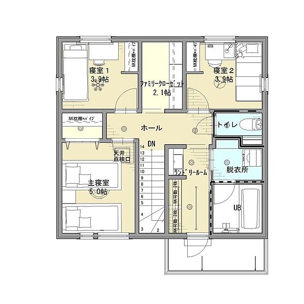 2階面積：47.17m2（14.26坪）