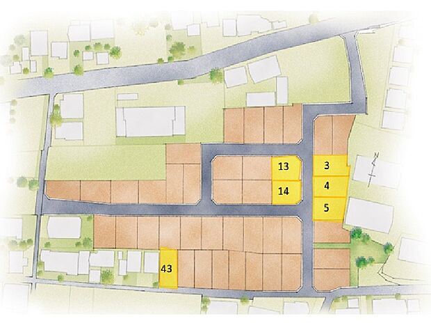 ～この街で家族の未来が始まる～
　　◇La・Sante北新川◇
全43区画の大型分譲地♪(販売区画6区画)
※区画図には商談中区画も含みます。
