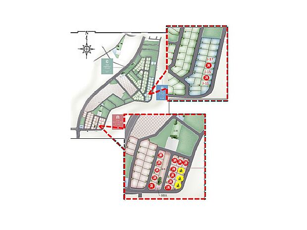 土地面積(坪数):260.5坪 ~ 200.37m2
価格:2,780万円 ~2,797万円
ゆとりある区画割で、約60坪の広さを活かした多彩なプランが可能です。