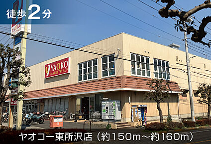 ヤオコー東所沢店 現地から150m～160m。(徒歩2分。(最長))