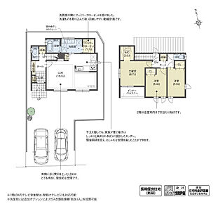 LDKと2階の居室を南面に配置し、明るく過ごせる住まいを計画しました。また、洗面室とファミリークローゼットが隣接しており、洗濯物をすぐに片付けることができるため、家事楽が実現できます。

※設計性能評価取得済 