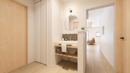 【No.4】洗面脱衣別で使いやすい おしゃれな造作洗面台