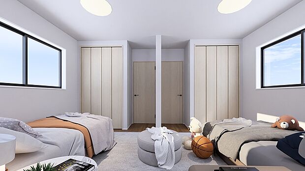 【２階の洋室】下地入りで、間仕切り可能な洋室。間を区切って個室にしたり、広いままお子様のプレイルームにしたりと、フレキシブルに活躍します。
暮らしに寄り添う柔軟な間取りで、ご家族の将来も楽しく設計しませんか