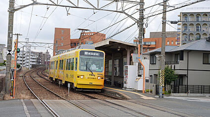 筑豊電鉄線　萩原駅 現地から1360m～1400m。(徒歩17分～18分。)