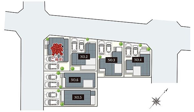 【ー】敷地面積39坪超!開放的な角地を含む、全6家族の街並み。前面道路は幅員約9.0m~13.5m確保され、ゆとりがあります。自然豊かな『落合公園』の西側に立地◎生活利便性も兼ね備えた住環境です。