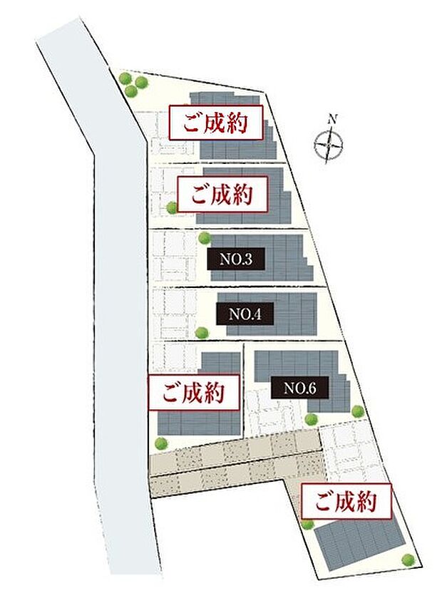 【-】守山区下志段味エリアに全7区画が誕生。利便性と快適性を兼ね備えた暮らしが叶います◎西側前面道路の幅員は約6.0mです。