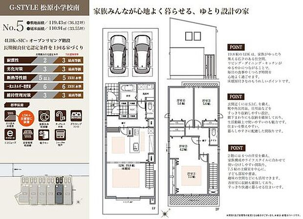 【4LDK】LDKはゆとりのある広さで、ご家族団欒の時間をゆったりとお過ごしいただけます。各洋室は、寝室・子ども部屋・書斎など、ライフスタイルの変化に合わせて多用途に活用可能です。
