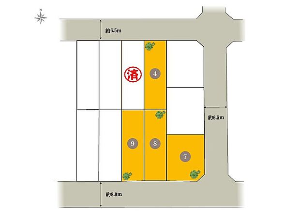 全体区画図(2025年9月現在)
※本掲載物件は現在販売中の為、売約済みとなる場合がございます。予めご了承ください。