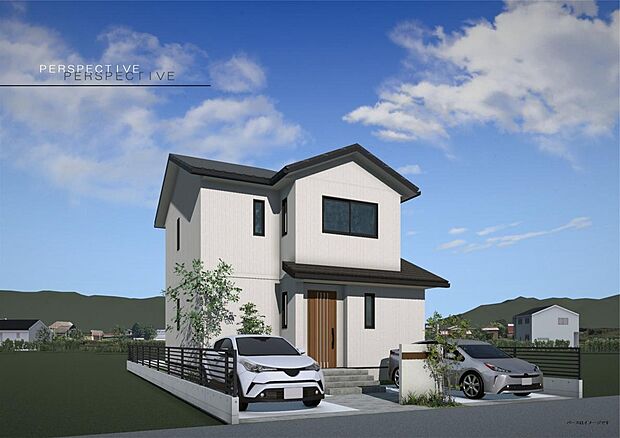 【外観参考プラン1】シンプルな中にもデザイン性の光る外観。
38区画の新しい街並みに美しく調和します。
毎日の帰宅が楽しみになる、佇まいです。