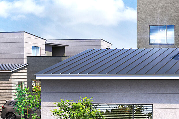 【【庇デザイン】】夏の暑い日差しを防いだり、雨よけにもなる庇。サッシの汚れもしっかり防いでくれます。また、外観を表情豊かに演出するアクセントにもなります。