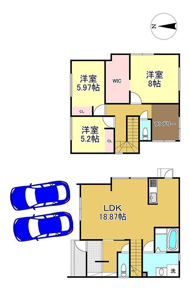 【7号地参考プラン】3LDK 延床面積104.08m2(約31.48坪)建物価格2,247万(税込)