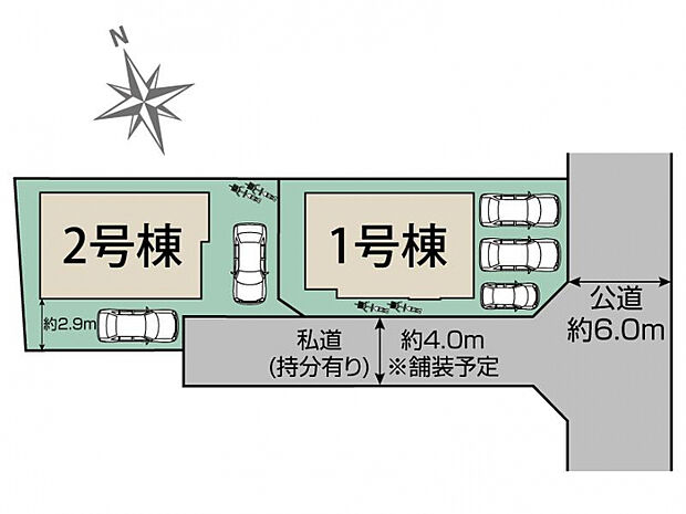 上尾市井戸木3丁目2棟 区画図