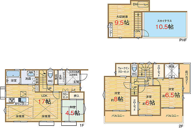 車3台駐車可能☆敷地面積203.81m2！リビング床暖房や大収納庫をはじめ、住みやすい機能が充実！コンビニやスーパーが徒歩約10分圏内と便利な住環境となっております。