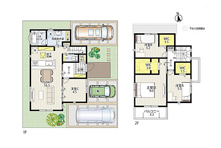 ４LDKの住まいで、玄関すぐにある1階洋室はフローリング仕様。客間や在宅ワーク部屋として使いやすく、来客時もリビングを通さず案内できます。 