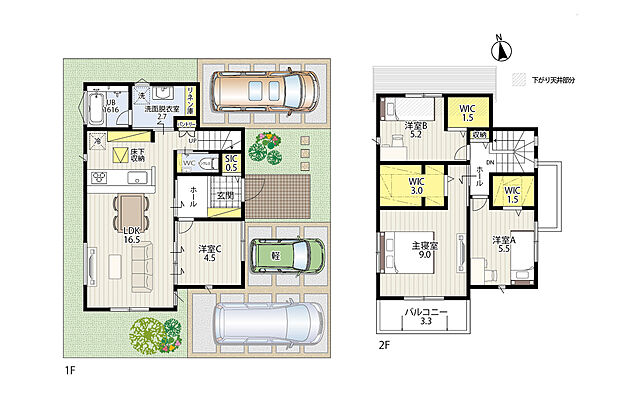 【4LDK】４LDKの住まいで、玄関すぐにある1階洋室はフローリング仕様。客間や在宅ワーク部屋として使いやすく、来客時もリビングを通さず案内できます。