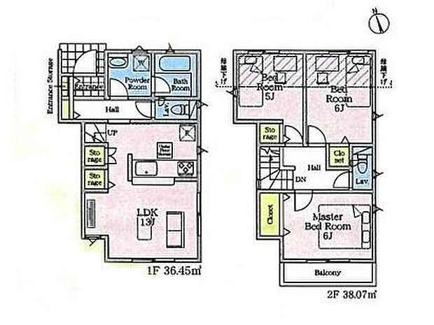 (1号棟)、価格5290万円、3LDK、土地面積106.16m2、建物面積74.52m2