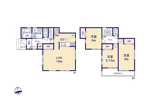 (1号棟)、価格5680万円、3LDK、土地面積123.68m2、建物面積91.93m2 
