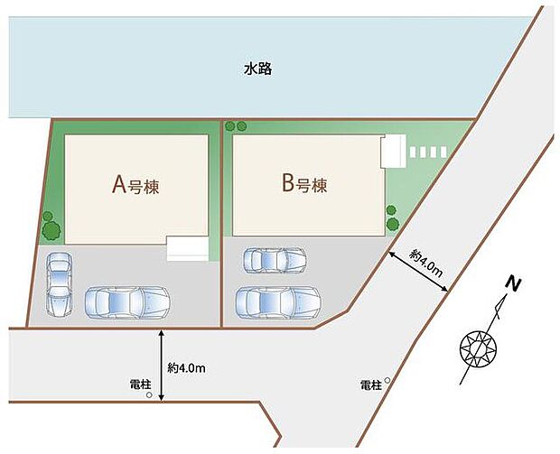 【全体区画図】
開放感あふれる南東角地☆西武新宿線「花小金井」駅利用♪自転車9分、またはバス利用も可◎
