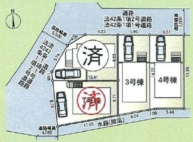 【区画図】
穏やかな時が流れる落ち着いた住環境の低層住宅地。前面道路は交通量少なめの5m道路。お車の駐車も楽々です♪