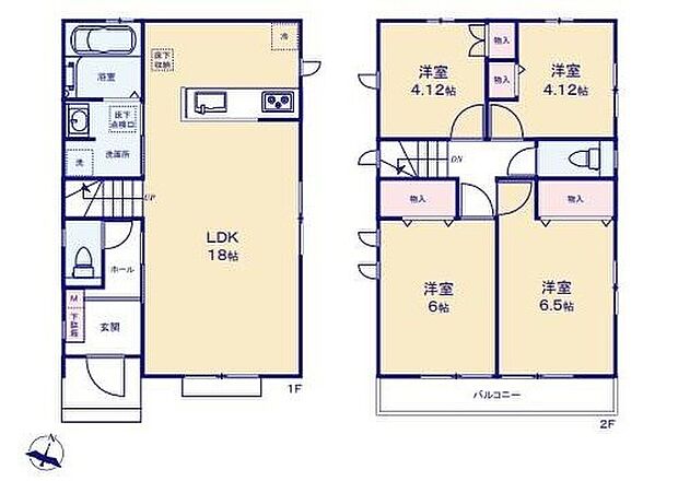 【4LDK】◇リビング広々18帖♪ご家族でゆっくりくつろぎたい方に◎
◇対面式キッチンからはリビング全体が見渡せます♪
◇水回り集中設計で家事導線がらくらくです♪