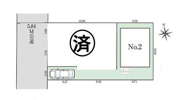 【全体区画図】前面道路は約5.8mと十分な広さがありお車の出し入れもスムーズに行えます◎カースペースはお車以外にも、ご家族の自転車を駐輪したりご自由にお使いいただけます☆