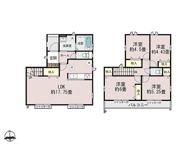 【4LDK】◇家族とのコミュニケーションが取りやすい対面式キッチンやリビングイン階段採用♪
◇LDKの大型収納で、文具や掃除用具などもしっかり片付く♪
◇2部屋から出入りできるバルコニーで洗濯や布団干しも快適♪