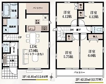 2階に居室をまとめてプライベートの時間も充実♪家族が自然と顔を合わせるリビングイン階段を採用しています◎2部屋から出入り可能のバルコニーは洗濯動線もスムーズ。 