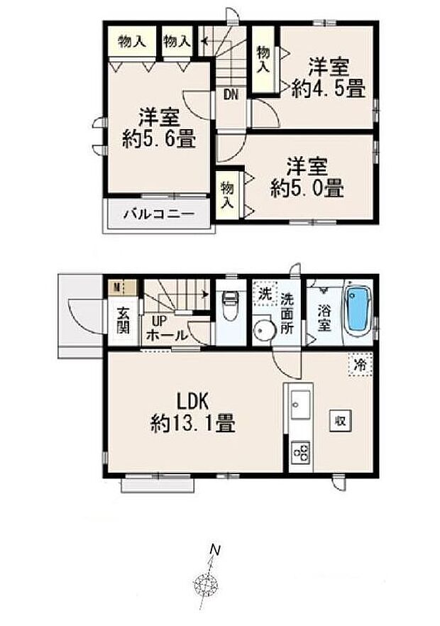 【3LDK】◇食洗機&浴室乾燥機が標準装備◎嬉しい設備が充実♪◇プライベートな時間を楽しむお部屋を2階に配したプラン♪バルコニー付き♪◇全居室収納完備☆限られたスペースを有効活用できインテリアも楽しめます☆