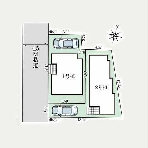 【【全体区画図】】敷地内駐車場完備☆住人以外の車の進入も少なく、小さなお子様を持つご家庭にも安心です♪