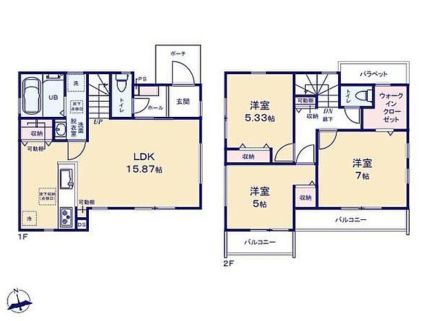 【3LDK】◇収納充実!パントリー&WIC完備でお部屋がスッキリ片付きます♪
◇家族とのコミュニケーションを育むリビングイン階段採用♪
◇雨の日にも大活躍な浴室乾燥機付き!