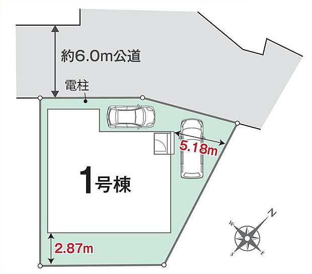 ≪全体区画図≫
駐車2台可能（車種による）！急な来客時や、ご家族の自転車スペースとしても大活躍♪
