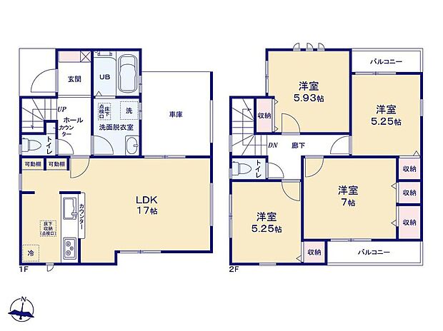 (1号棟)、価格3380万円、4LDK、土地面積104.49m2、建物面積87.97m2