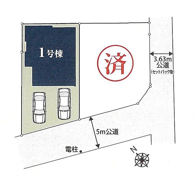 ≪全体区画図≫
駐車2台可能(車種による)!急な来客時や、ご家族の自転車スペースとしても大活躍♪