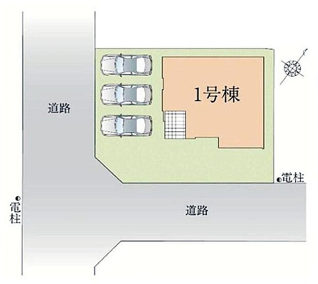 ≪全体区画図≫
南向き、51坪超の広々とした角地!
駐車3台可能!急な来客時や、ご家族の自転車スペースとしても大活躍♪