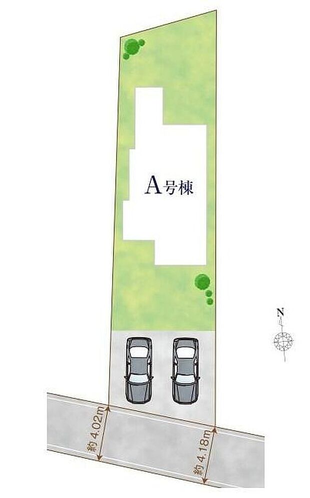 ≪全体区画図≫
駐車2台可能（車種による）！急な来客時や、ご家族の自転車スペースとしても大活躍♪