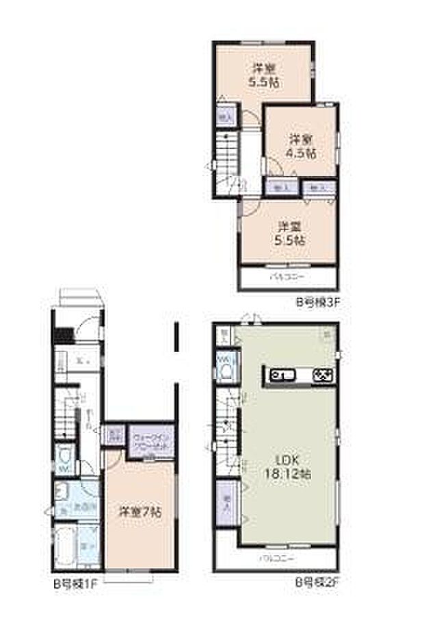 (B号棟)、価格4290万円、4LDK、土地面積75.44m2、建物面積99.77m2