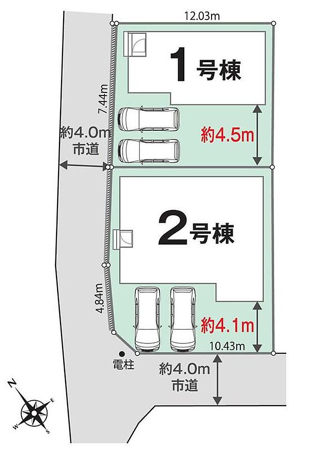 ≪全体区画図≫
駐車2台可能(車種による)!急な来客時や、ご家族の自転車スペースとしても大活躍♪