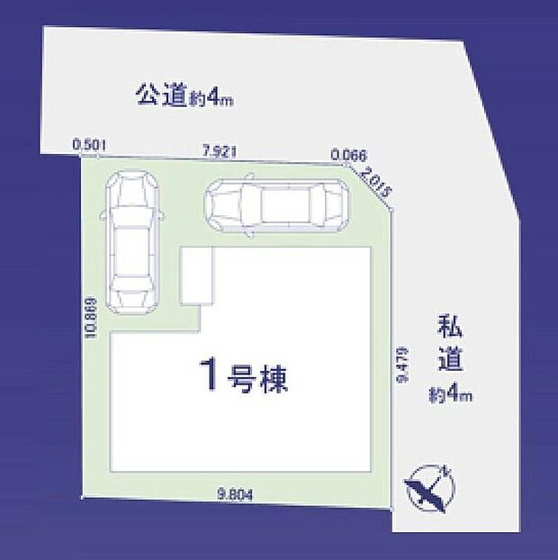 ≪全体区画図≫
駐車2台可能(車種による)!急な来客時や、ご家族の自転車スペースとしても大活躍♪