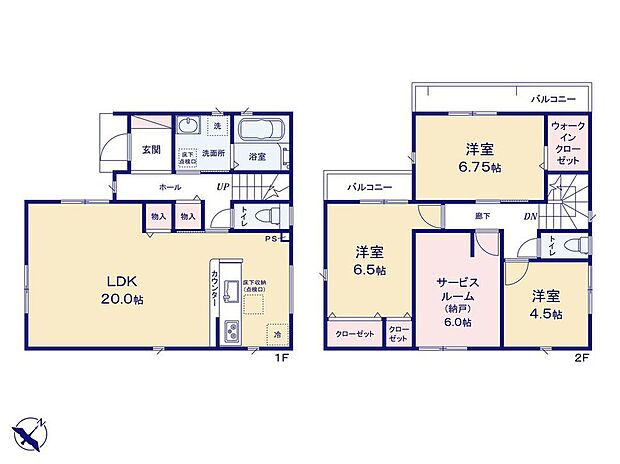 (1号棟)、価格3880万円、3LDK+S、土地面積106m2、建物面積101.25m2