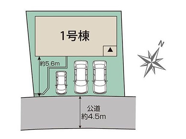 【 全体区画図】
駐車3台可能（車種による）！急な来客時や、ご家族の自転車スペースとしても大活躍♪